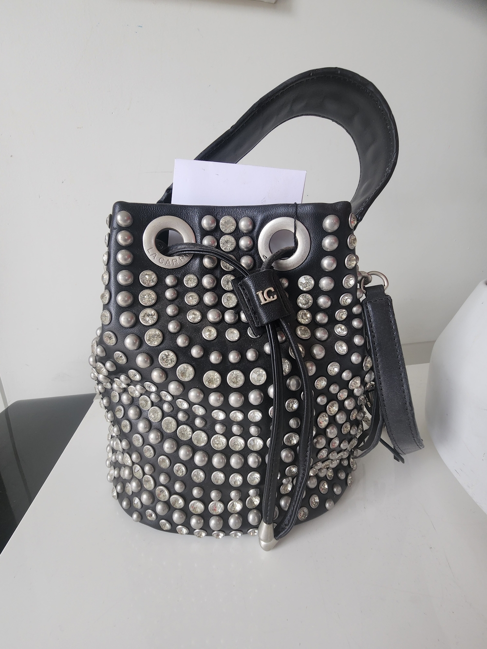 Black Studded Bucket Bag
